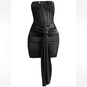 PLT Elegant Black Satin Dress